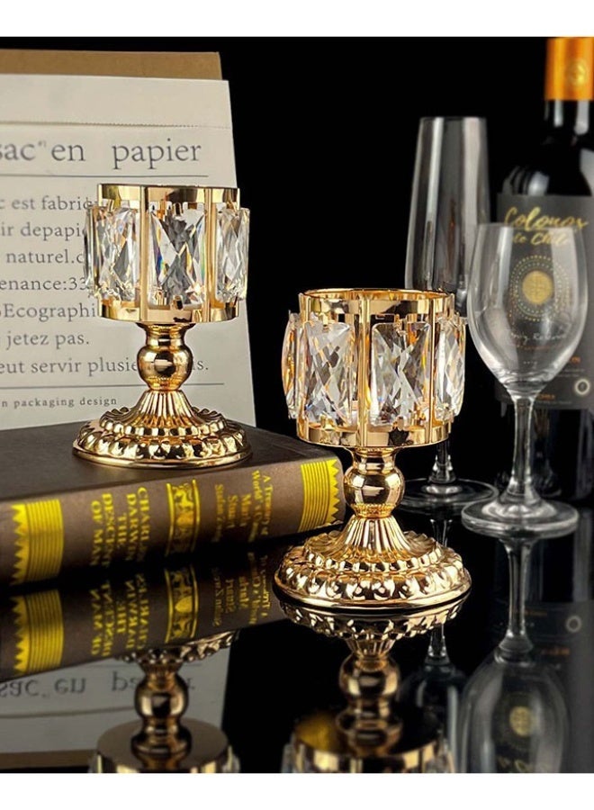 AuliceVerse Ramadan's Luminous Centerpiece: Metal & Crystal Candle Holder – Decorative Light Art for Dining, Weddings & Fireplace Ambiance - Image 1